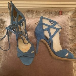 Light blue suede heels